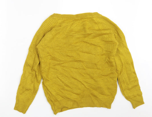 ether by MYNTRA Womens Yellow Round Neck Acrylic Pullover Jumper Size S