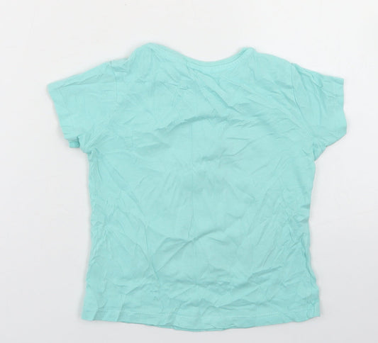 Pep & Co Girls Blue Cotton Basic T-Shirt Size 3-4 Years Crew Neck - Rabbits
