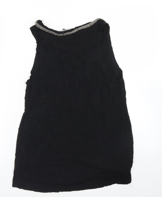 H&M Womens Black Viscose Basic Tank Size M Round Neck