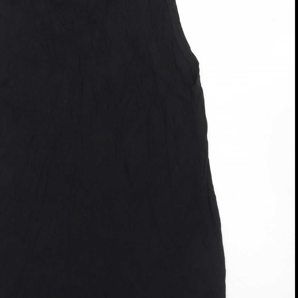H&M Womens Black Viscose Basic Tank Size M Round Neck