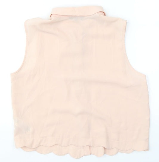 New Look Girls Pink Polyester Camisole Button-Up Size 15 Years Collared Button
