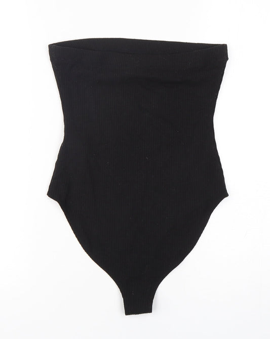 FOREVER 21 Womens Black Polyester Bodysuit One-Piece Size S Snap