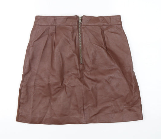 Paraphrase Womens Brown Polyurethane Mini Skirt Size 10