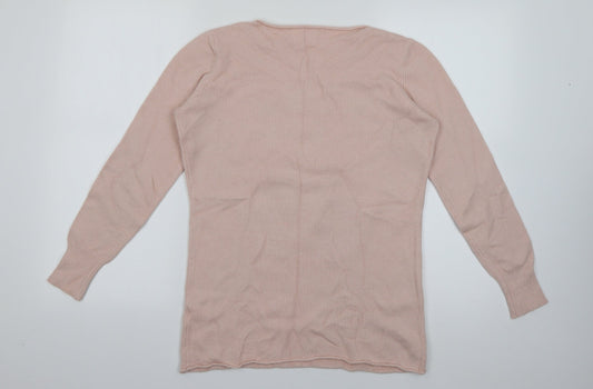 Lucy Sparks Womens Pink Round Neck Viscose Pullover Jumper Size S