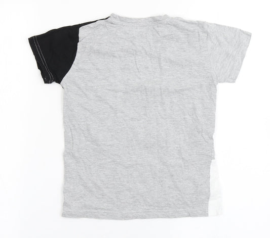 Urban Outlaws Boys Grey Cotton Basic T-Shirt Size 7-8 Years Round Neck Pullover - Evolution