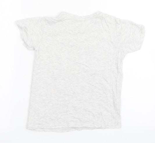 Dunnes Stores Boys Grey Cotton Basic T-Shirt Size 6 Years Round Neck Pullover - Dinosaur
