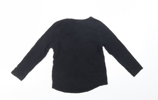George Girls Black Cotton Pullover T-Shirt Size 3-4 Years Crew Neck Pullover - The Future