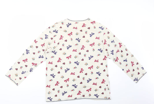 Marks and Spencer Girls Ivory Geometric Cotton Top Pyjama Top Size 13-14 Years Button - Bows & Hearts