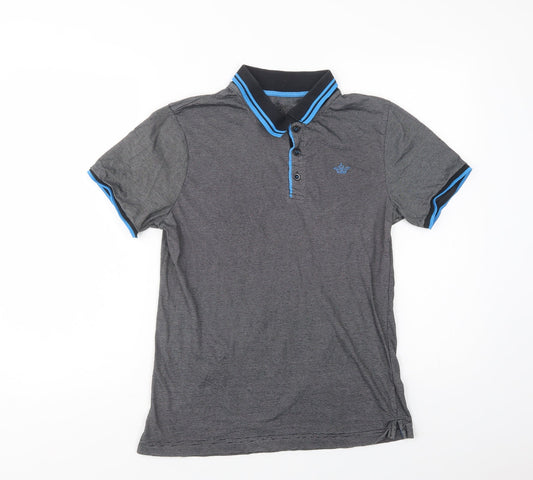 Urban Spirit Mens Grey Striped Cotton Polo Size S Collared Button