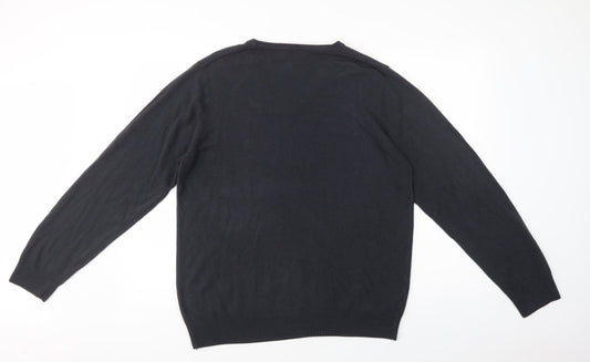 Marks and Spencer Mens Grey V-Neck Acrylic Pullover Jumper Size L