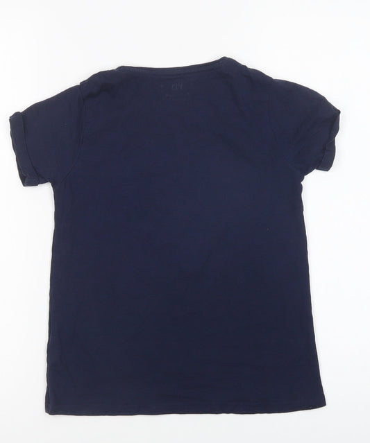 Primark Girls Blue Cotton Pullover T-Shirt Size 9-10 Years Crew Neck Pullover - J'adore