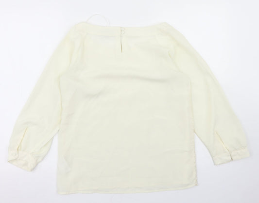H&M Womens Ivory Polyester Basic Blouse Size 10 Round Neck - Lace front detail