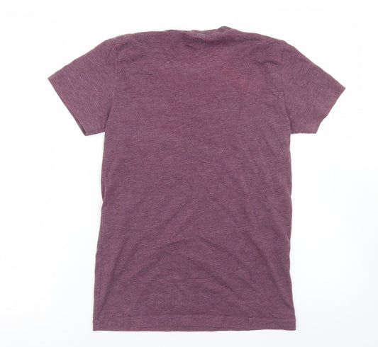 Fitting Fitness Womens Purple Polyester Basic T-Shirt Size M V-Neck