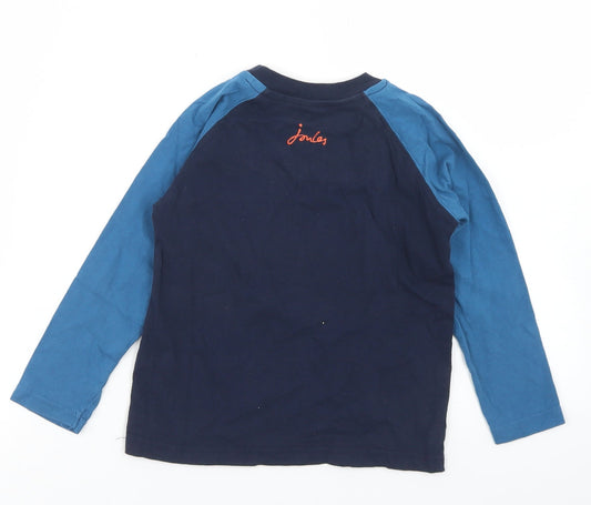 Joules Boys Blue Cotton Basic T-Shirt Size 4 Years Crew Neck - Yeti