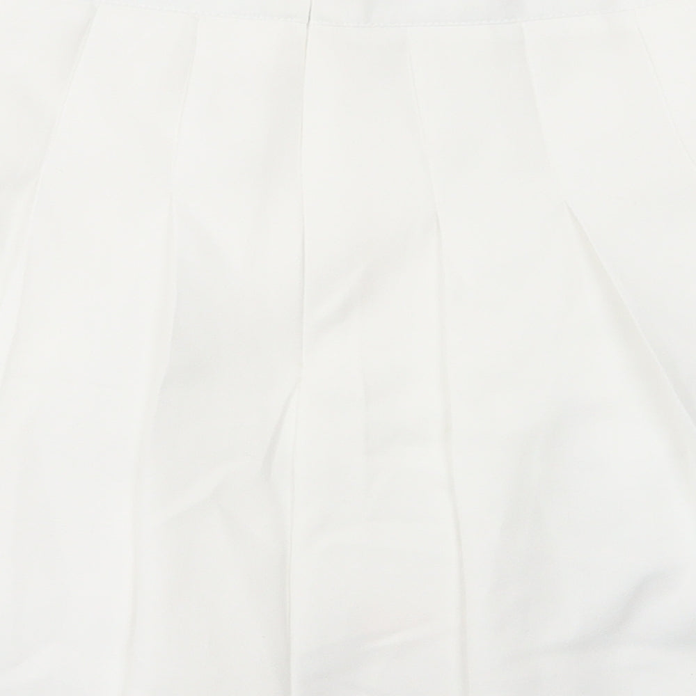ROMWE Womens White Polyester Skater Skirt Size S Zip