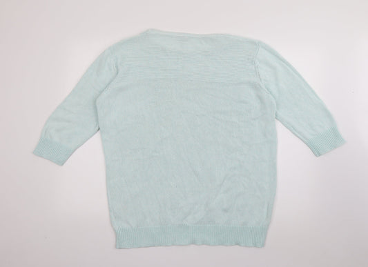 Peacocks Womens Blue Round Neck Cotton Pullover Jumper Size XL