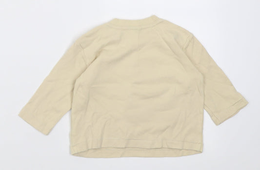 Cherokee Boys Beige Cotton Basic Casual Size 6-9 Months Crew Neck Button