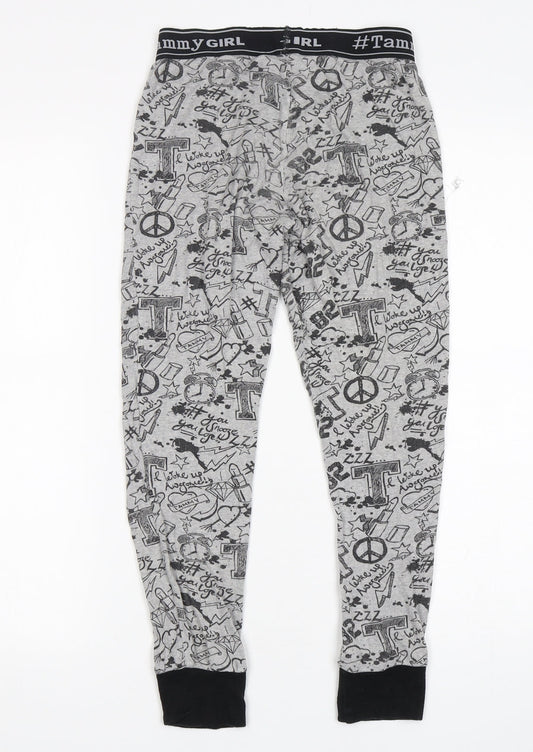BHS Girls Grey Geometric Cotton Pyjama Pants Size 9-10 Years Pullover