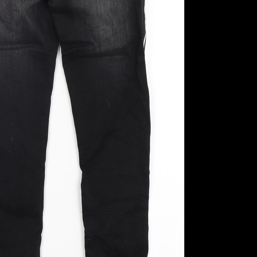 Hand Work denim Womens Black Cotton Skinny Jeans Size 30 in L28 in Regular Button