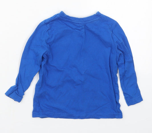 F&F Boys Blue Cotton Basic T-Shirt Size 12-18 Months Crew Neck Pullover - Wild Thing