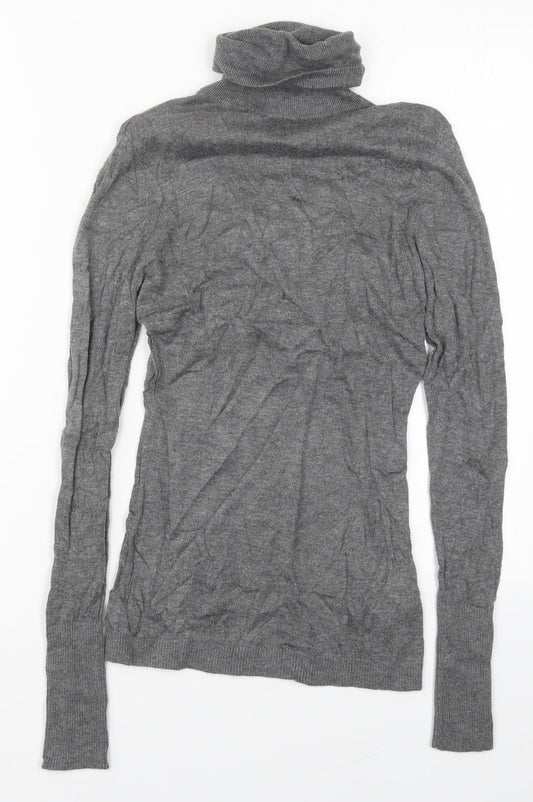 H&M Womens Grey Roll Neck Viscose Pullover Jumper Size XS