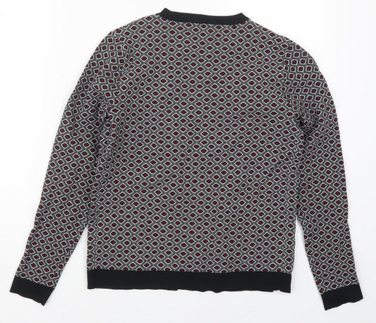 Matalan Womens Red Crew Neck Geometric Nylon Pullover Jumper Size 8