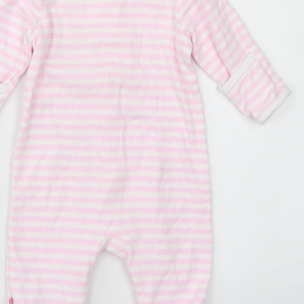 The Essential One Girls Pink Striped Cotton Babygrow One-Piece Size 0-3 Months Snap