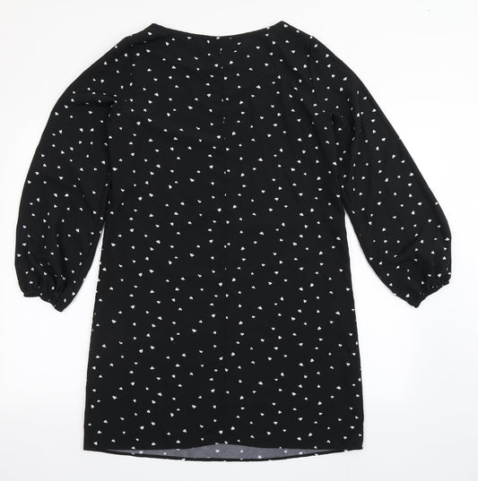 SheIn Womens Black Polyester Shift Size M Round Neck Pullover - Love Hearts