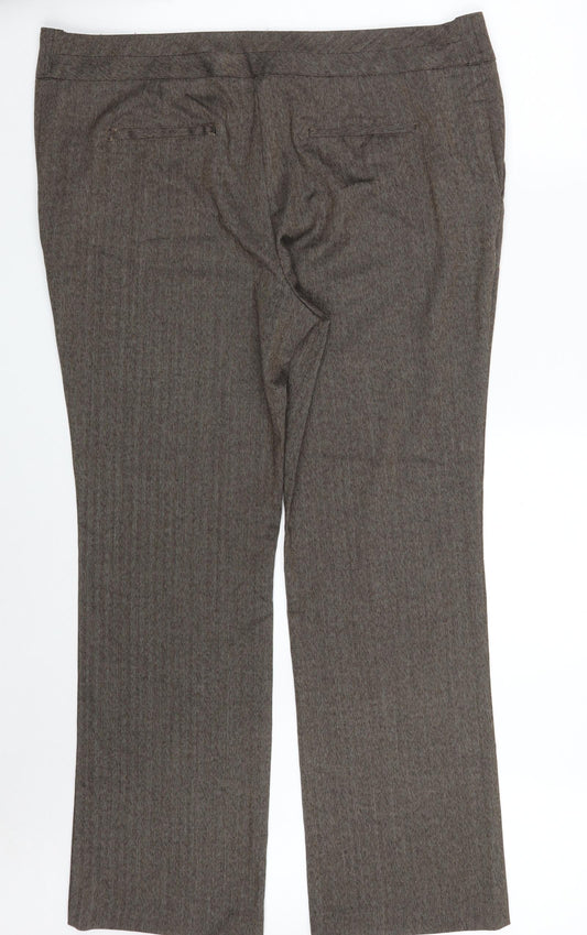 Matalan Womens Brown Polyester Dress Pants Trousers Size 18 L31 in Regular Zip