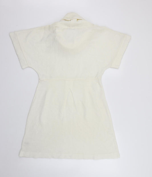 Lemssy Womens Ivory Acrylic A-Line Size M Roll Neck