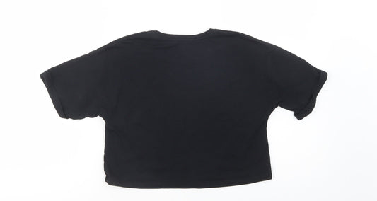 George Girls Black Cotton Cropped Polo Size 10-11 Years Crew Neck Pullover - Endless Vibes