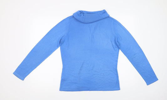 Marks and Spencer Womens Blue Roll Neck Acrylic Pullover Jumper Size 14
