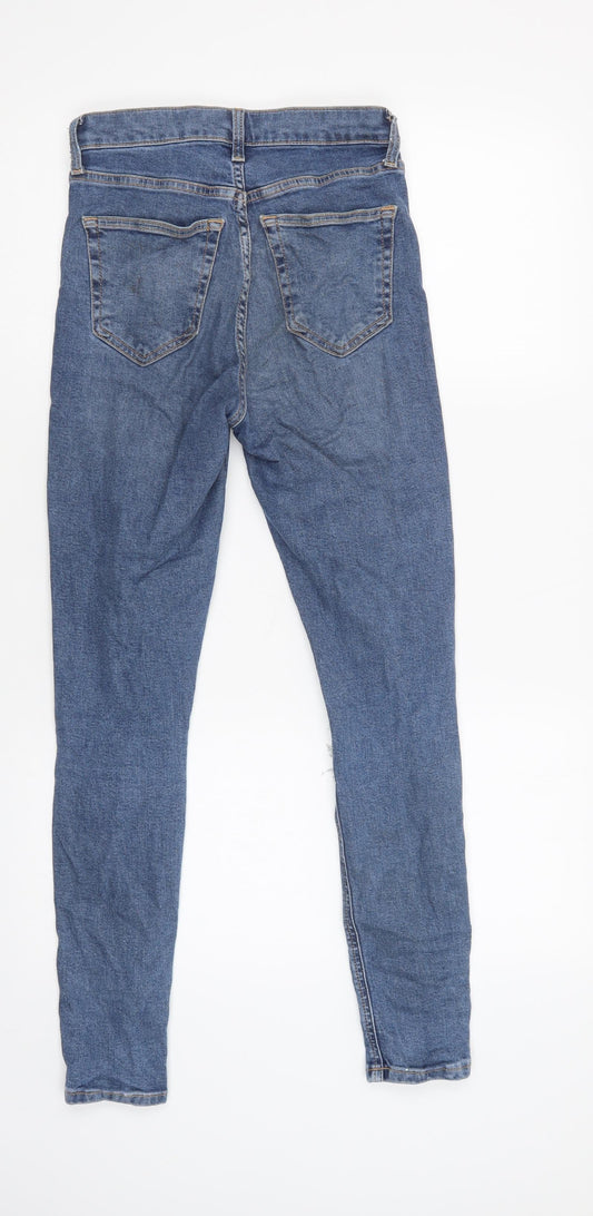 Topshoop Womens Blue Cotton Skinny Jeans Size 26 L32 in Regular Button