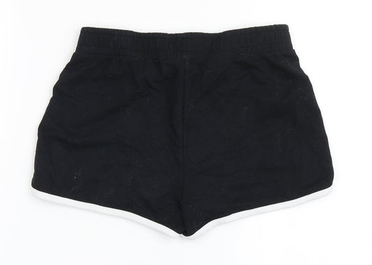 Dunnes Stores Womens Black Cotton Hot Pants Shorts Size 25 in Regular Drawstring