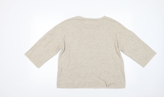 Zara Womens Beige Crew Neck Viscose Pullover Jumper Size M