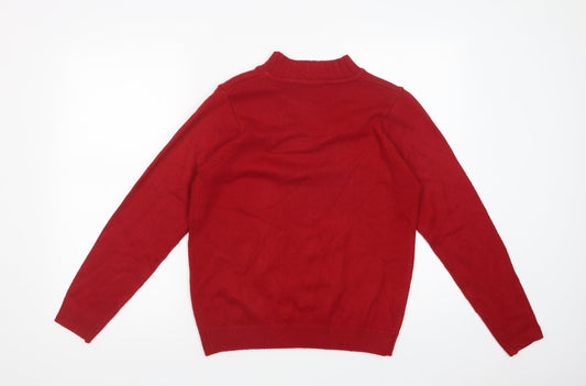 Isle Womens Red Mock Neck Acrylic Pullover Jumper Size S
