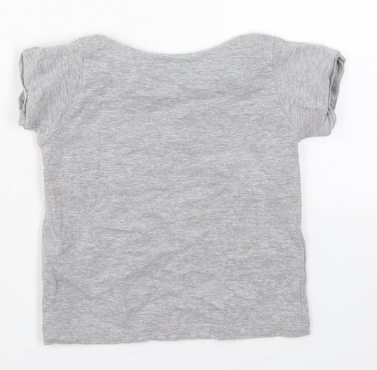 Evie Girls Grey Cotton Basic T-Shirt Size 12-18 Months Crew Neck Pullover - Chasing Rainbows