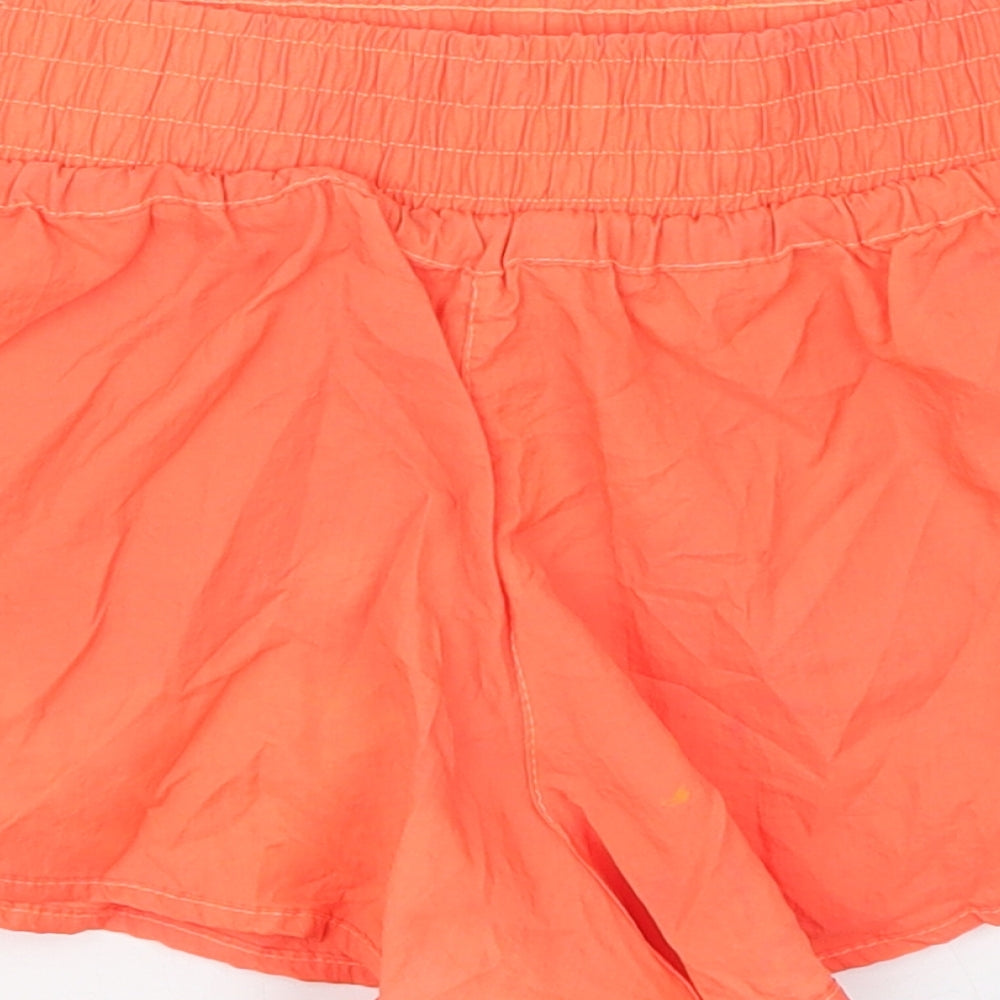 Preworn Womens Orange Polyester Athletic Shorts Size 30 in Regular Drawstring - Full Moon Party Mushroom