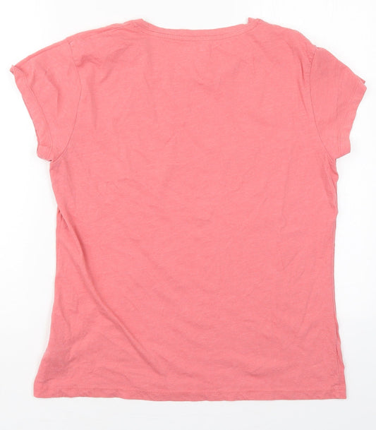 Dunnes Womens Pink Cotton Basic T-Shirt Size 8 Crew Neck