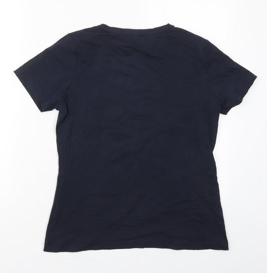 Dunnes Womens Blue Cotton Basic T-Shirt Size M Crew Neck - Bride Squad
