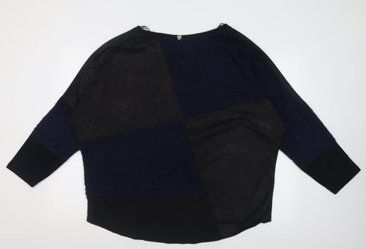 mat Womens Blue Polyester Basic Blouse Size M Crew Neck