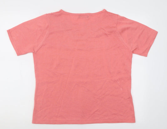 bm Womens Pink Crew Neck Acrylic Pullover Jumper Size M