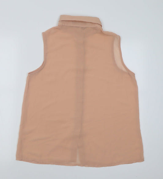 Zanzea Womens Pink Polyester Basic Button-Up Size M Collared