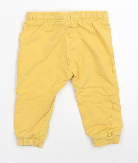So cute Boys Yellow 100% Cotton Sweatpants Leggings Size 12-18 Months Drawstring