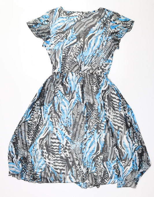 Fosby Design Womens Multicoloured Animal Print Polyester Fit & Flare Size 10 Scoop Neck Pullover