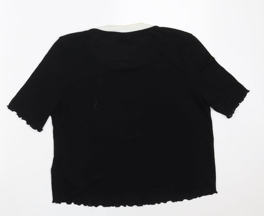 Topshop Womens Black Polyester Pullover Sweatshirt Size 12