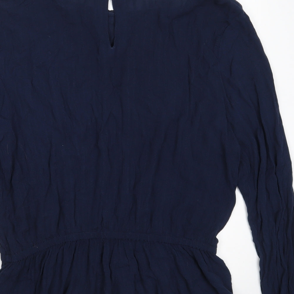 Marks and Spencer Womens Blue Viscose Basic Blouse Size 12 Boat Neck