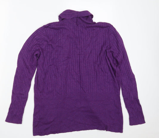 Marks and Spencer Womens Purple V-Neck Viscose Wrap Jumper Size 14