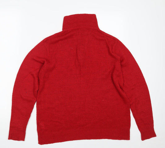 Classics Womens Red Collared Acrylic Pullover Jumper Size 12