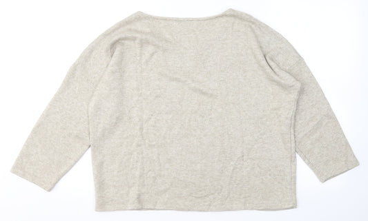 Bicalla Womens Beige Viscose Jersey T-Shirt Size L Round Neck